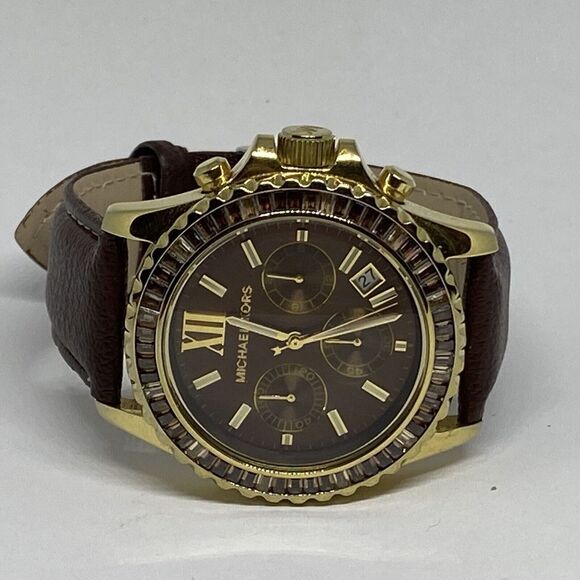 Michael Kors Everest MK5873 Women's Brown Leather Analog Dial Quartz Watch VK688 - Picture 7 of 12